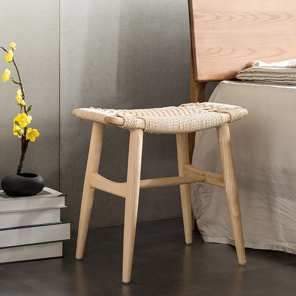 Japandi Small Rattan Ottoman - Japandi