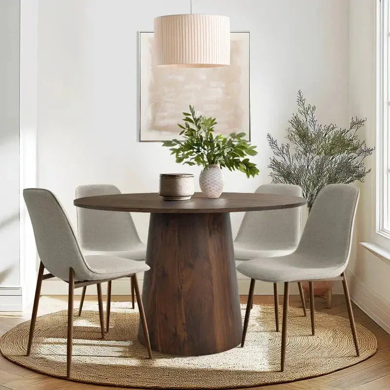 Black Wood & Beige Cushions Japandi Dining Set – Benvinda - Japandi