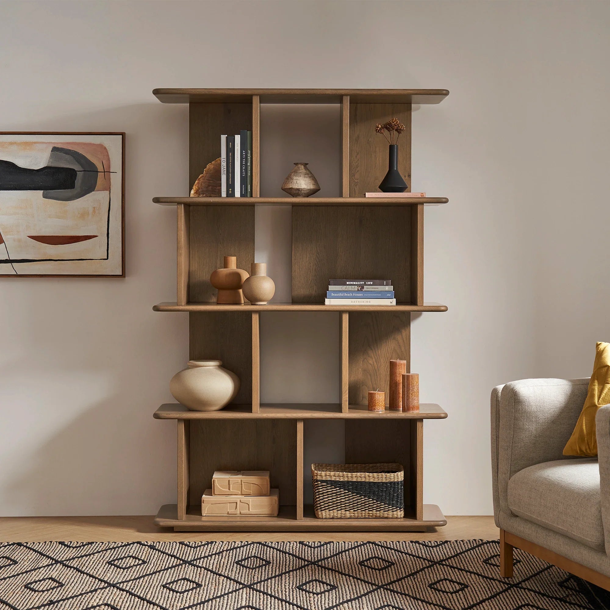 Japandi Wooden Bookshelf - Japandi