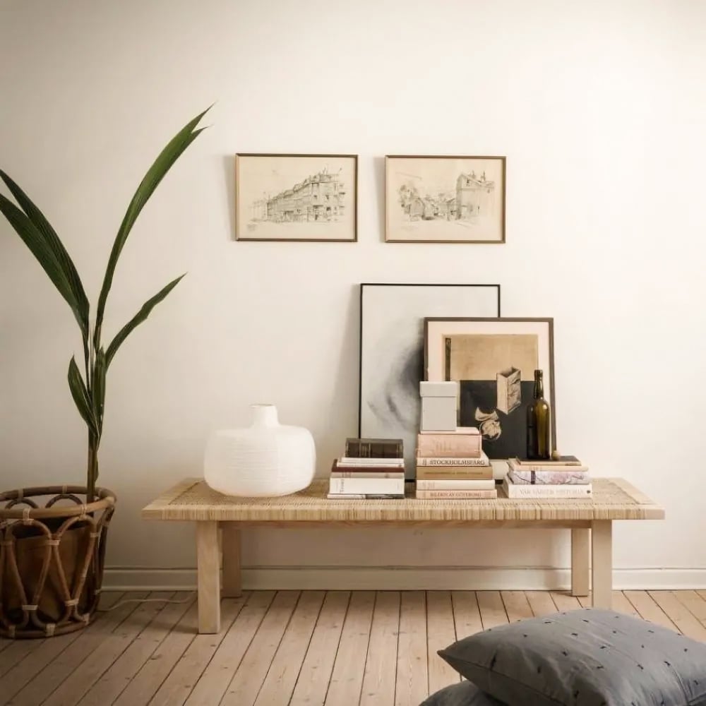 Japandi Woven Rattan Bench - Japandi