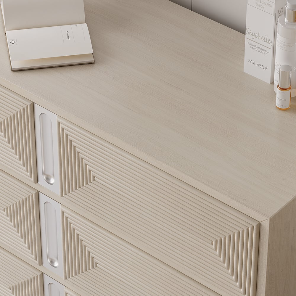 Japandi Whitewashed 6-Drawer Dresser - Japandi