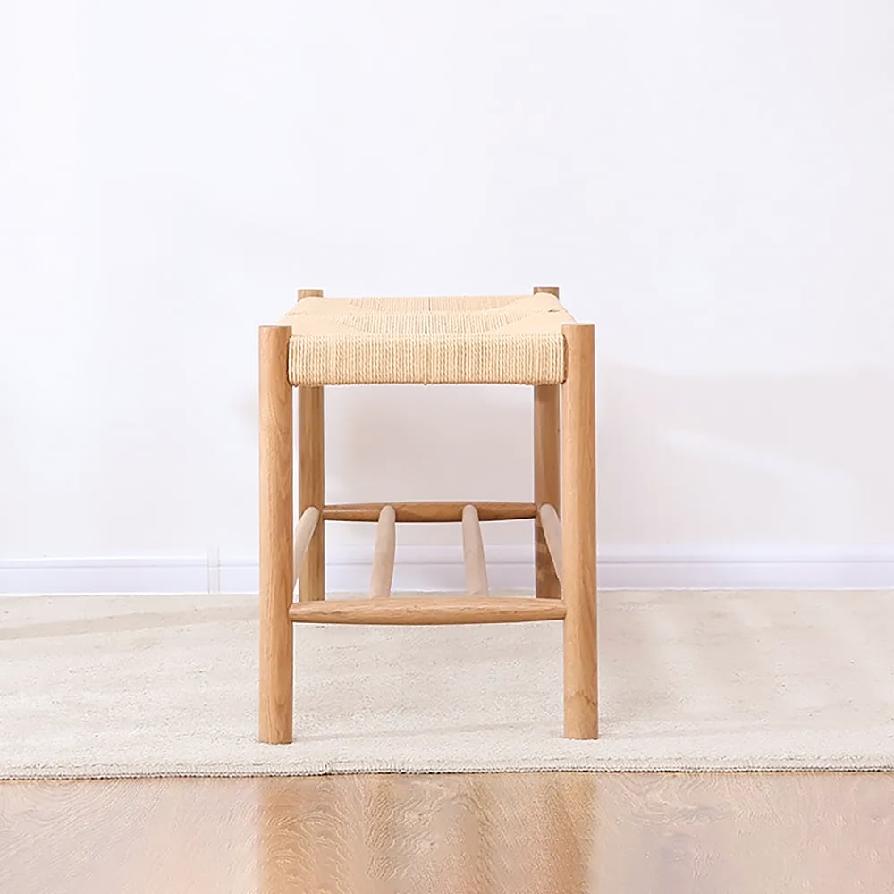 Japandi Wood & Rattan Bench - Japandi