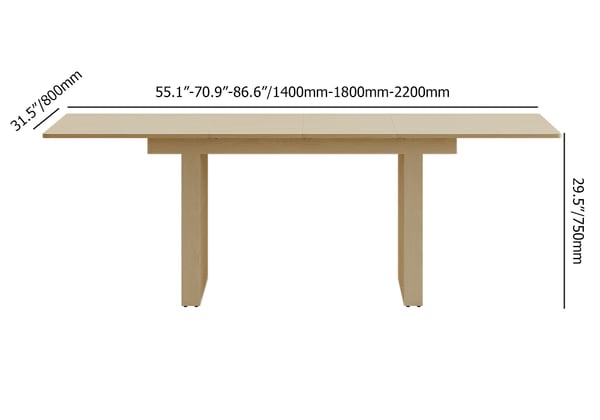 Japandi Rectangular Extendable Table - Japandi