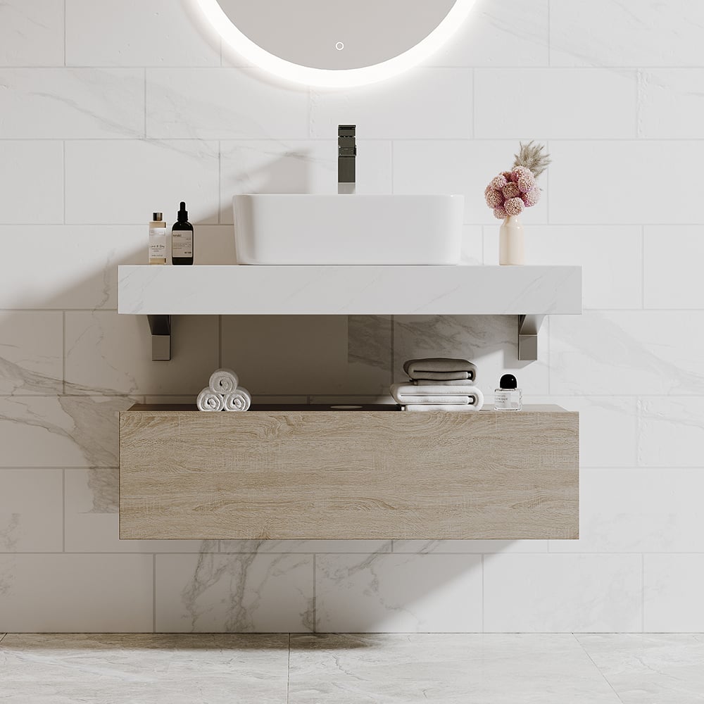 Japandi Floating Single Bathroom Vanity - Japandi