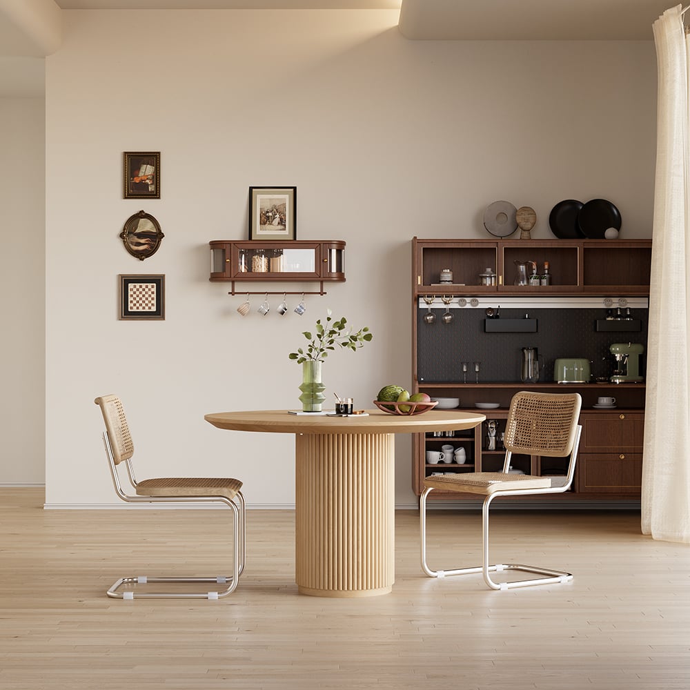 Japandi Small Round Wood Table - Japandi