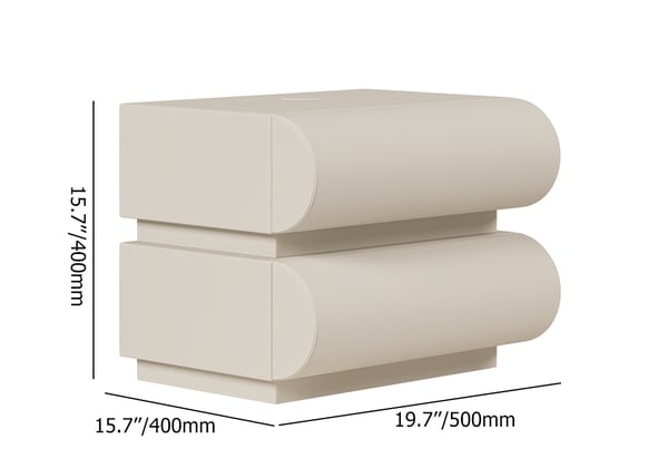 Japandi White Leather Nightstand - Japandi