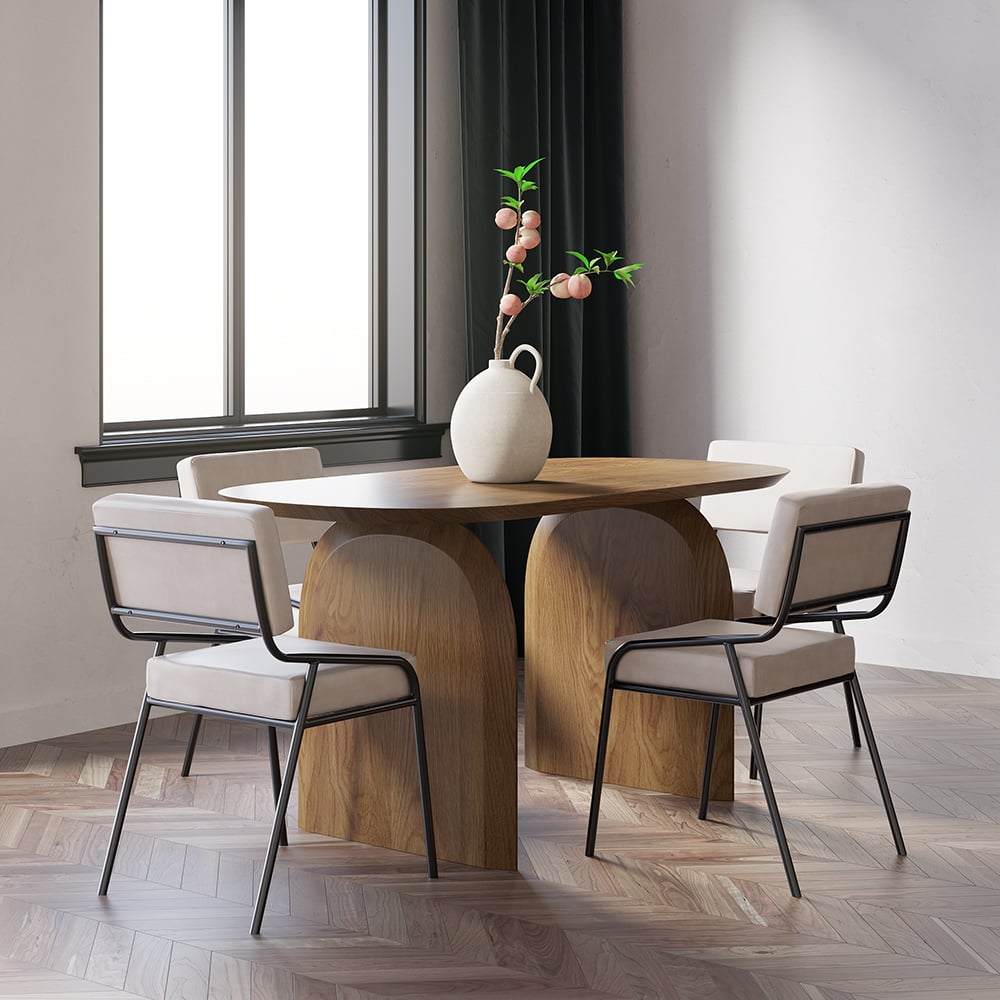Japandi Oval Wood Table for 4 - Japandi