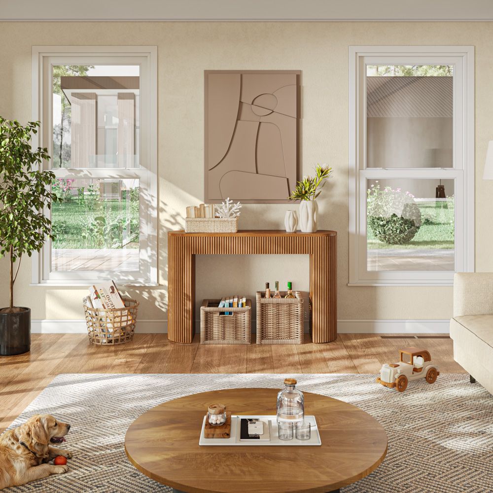 Japandi Grille Design Console Table - Japandi
