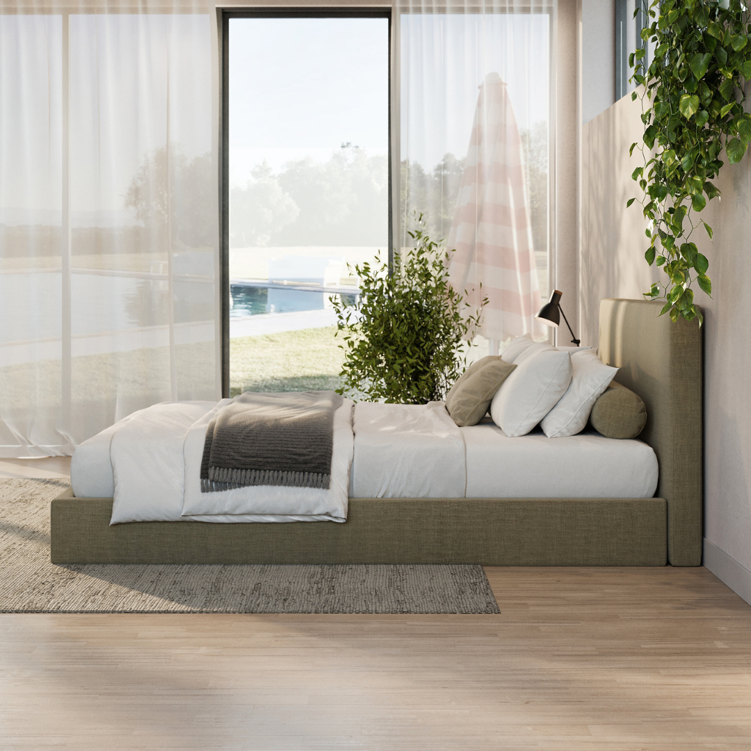 Japandi Sage Green Bed - Japandi