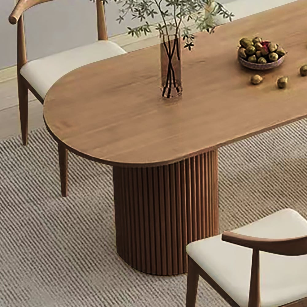 Japandi Oval Wood Table for 6 - Japandi