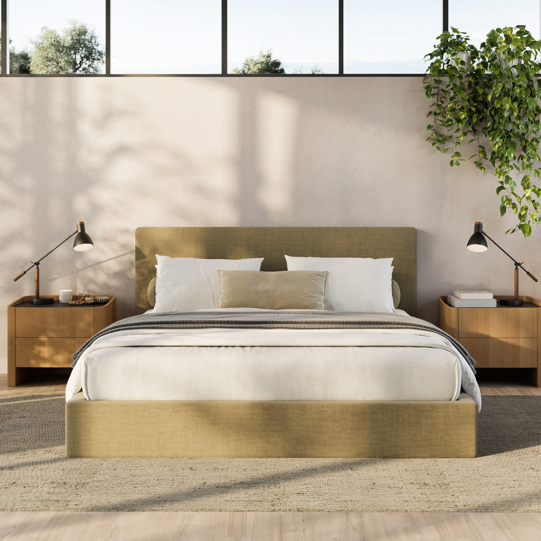 Japandi Sage Green Bed - Japandi