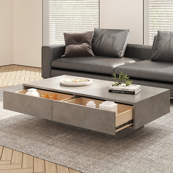 Japandi Concrete Gray Coffee Table - Japandi