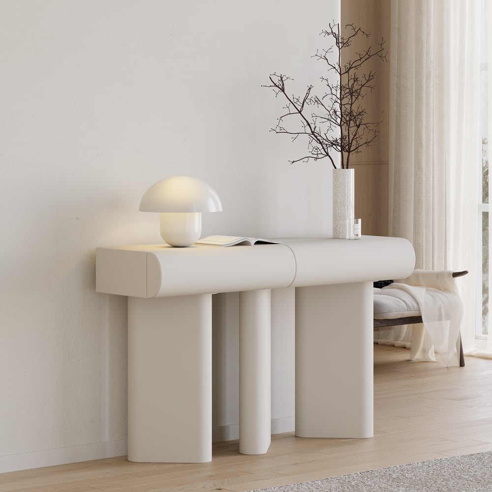 Japandi Faux Leather Console Table - Japandi