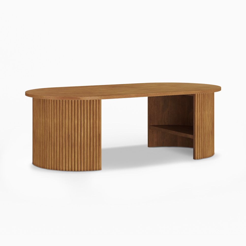 Japandi Oval Wood Coffee Table - Japandi