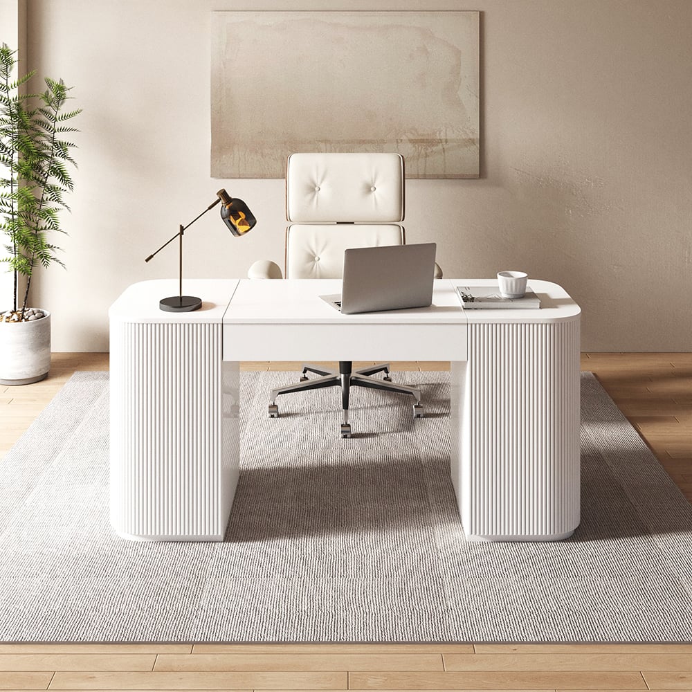 Japandi White Desk - Japandi