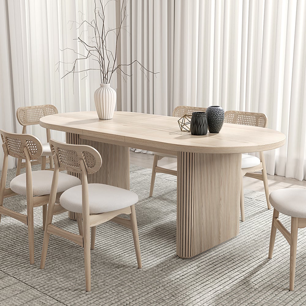 Japandi Oval Extendable Table - Japandi