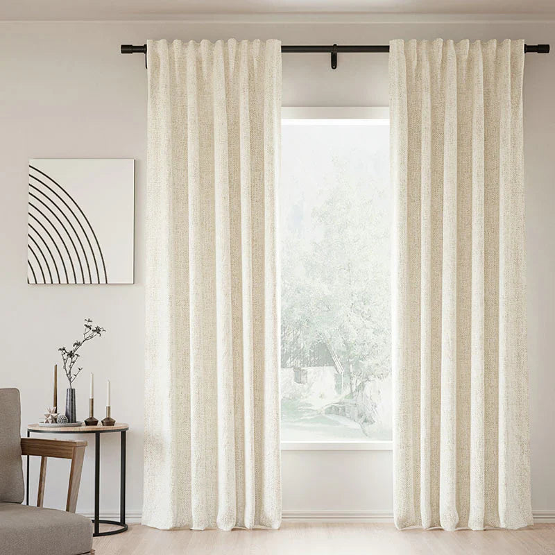 Japandi Linen Blackout Curtains | Soft Top - Japandi