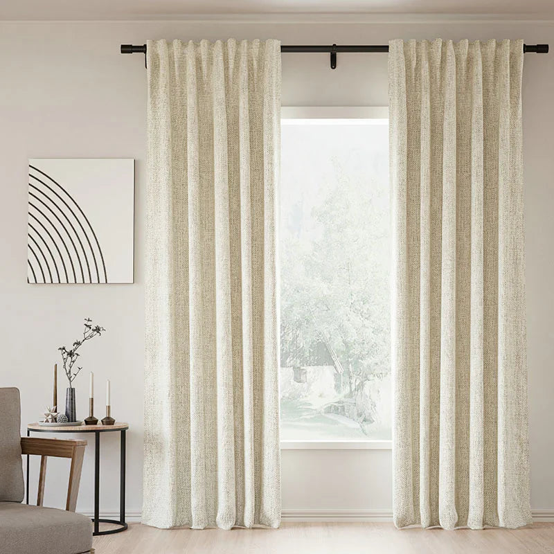 Japandi Linen Blackout Curtains | Soft Top - Japandi