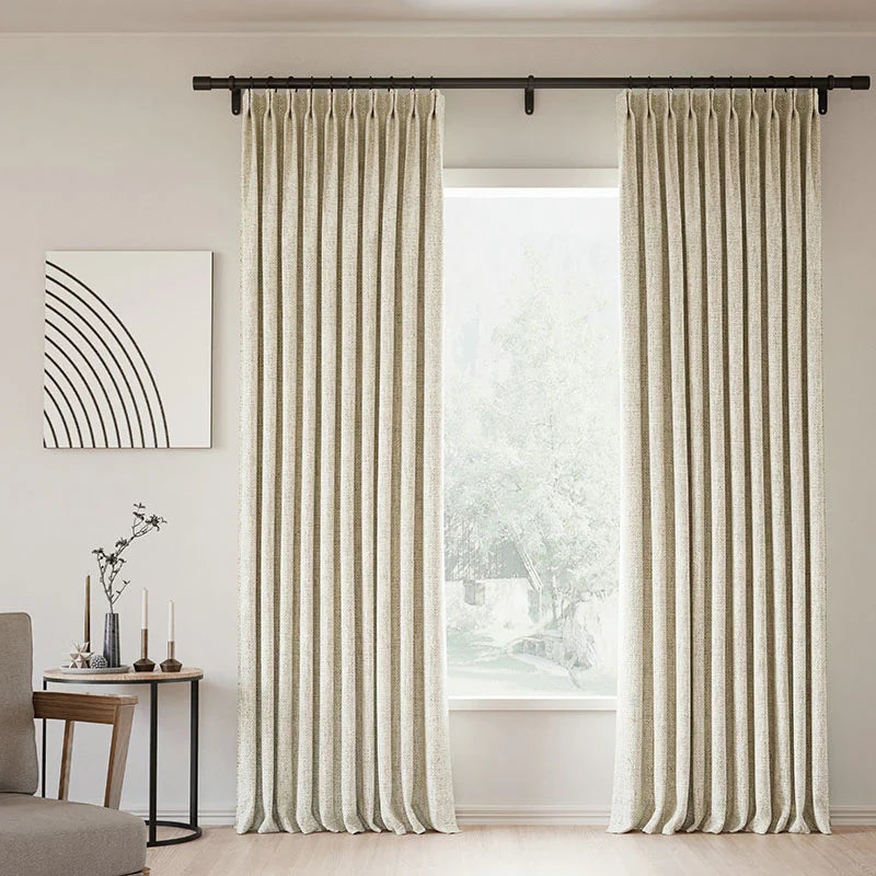 Japandi Linen Blackout Curtains | Pleated - Japandi