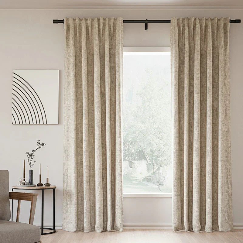 Japandi Linen Blackout Curtains | Soft Top - Japandi
