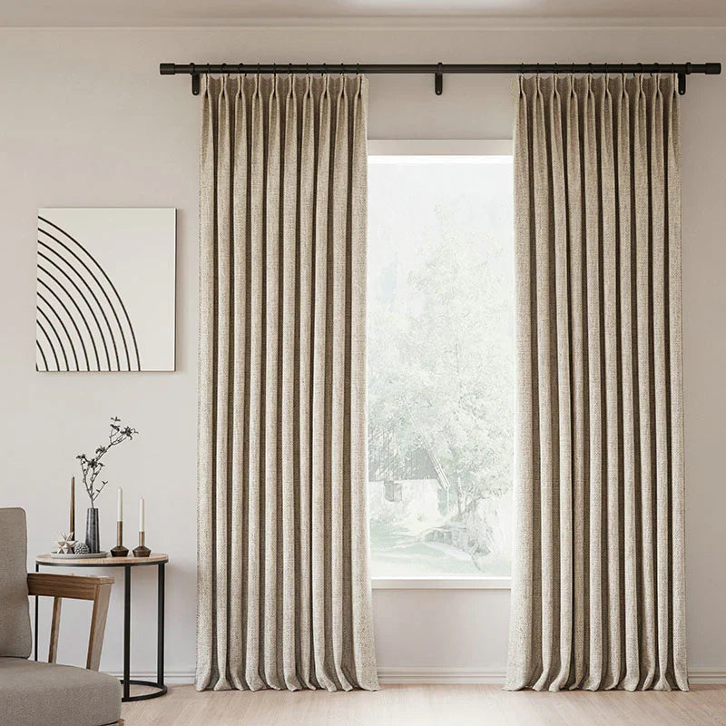 Japandi Linen Blackout Curtains | Pleated - Japandi