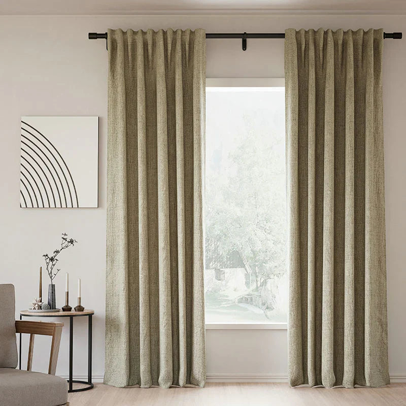 Japandi Linen Blackout Curtains | Soft Top - Japandi