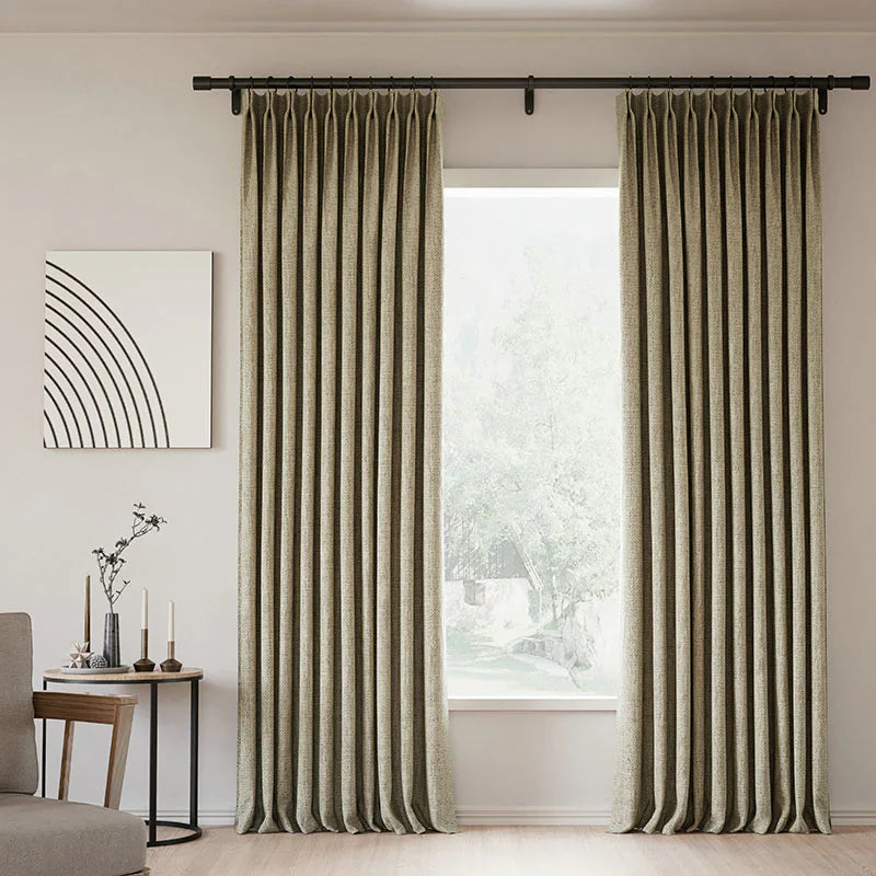 Japandi Linen Blackout Curtains | Pleated - Japandi