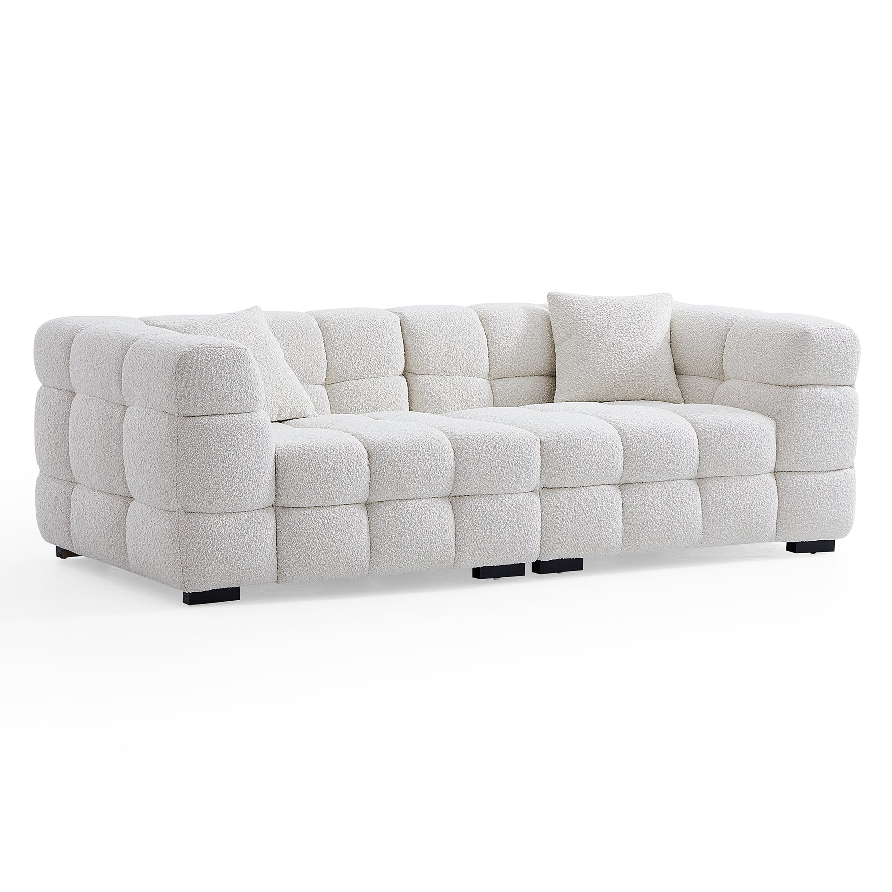 Japandi Cushy White Boucle Sofa - Japandi