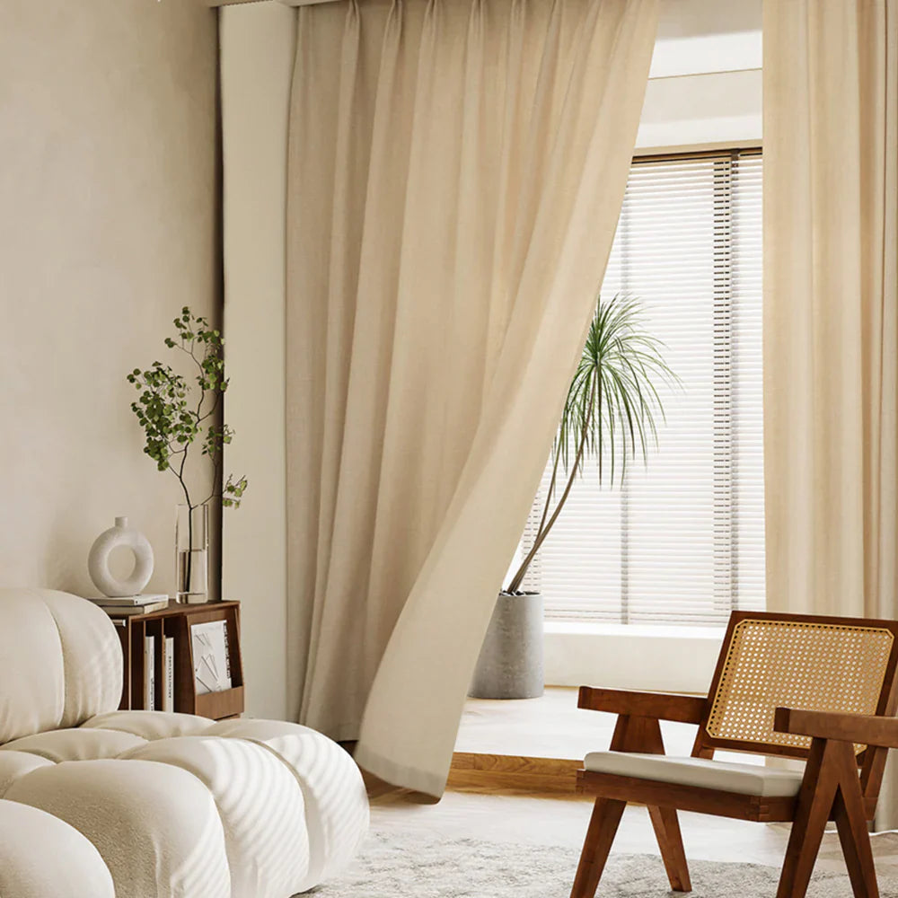 Japandi Airy Sheer Curtains | Pleated - Japandi