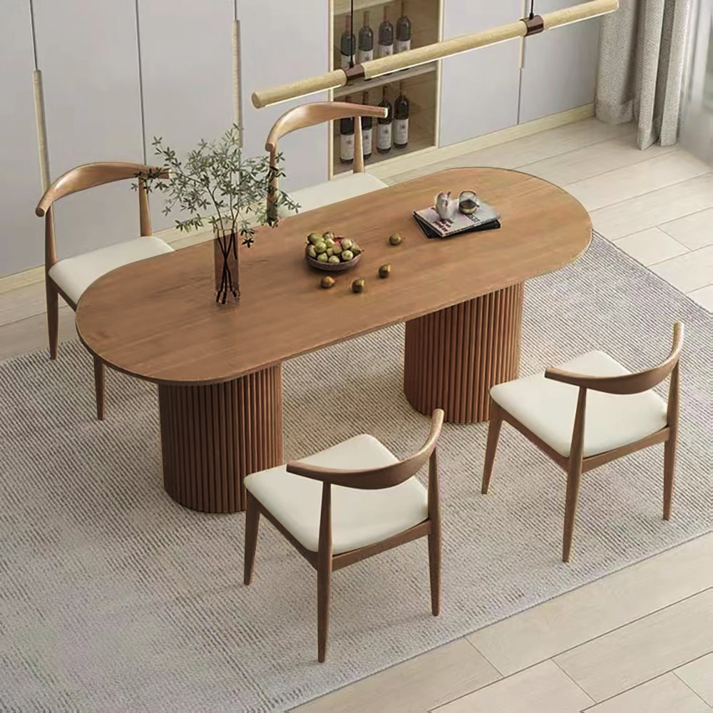 Japandi Oval Wood Table for 6 - Japandi