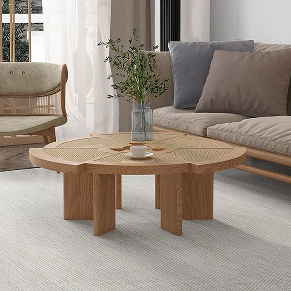 Japandi Round Rattan Coffee Table - Japandi