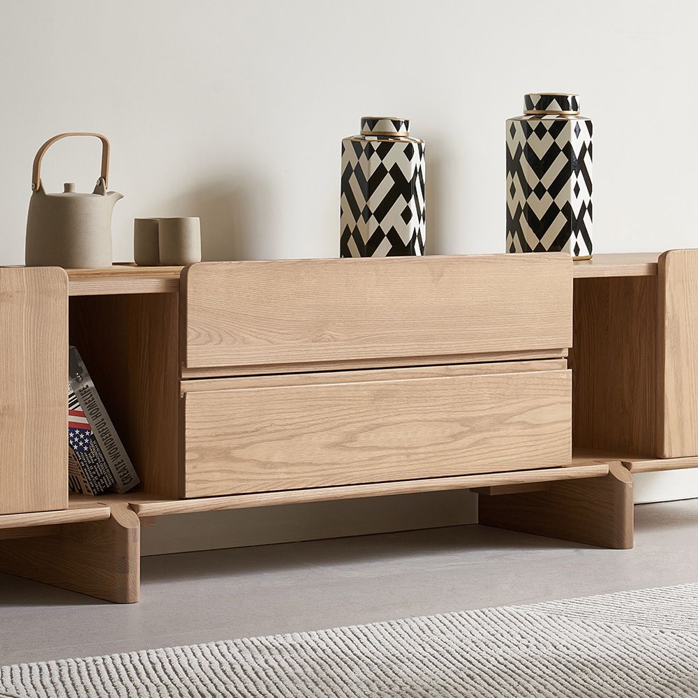 Japandi Ash Solid Wood TV Stand - Japandi