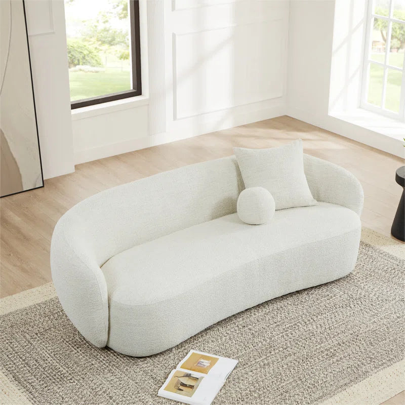 White Japandi Bouclé Sofa - Japandi