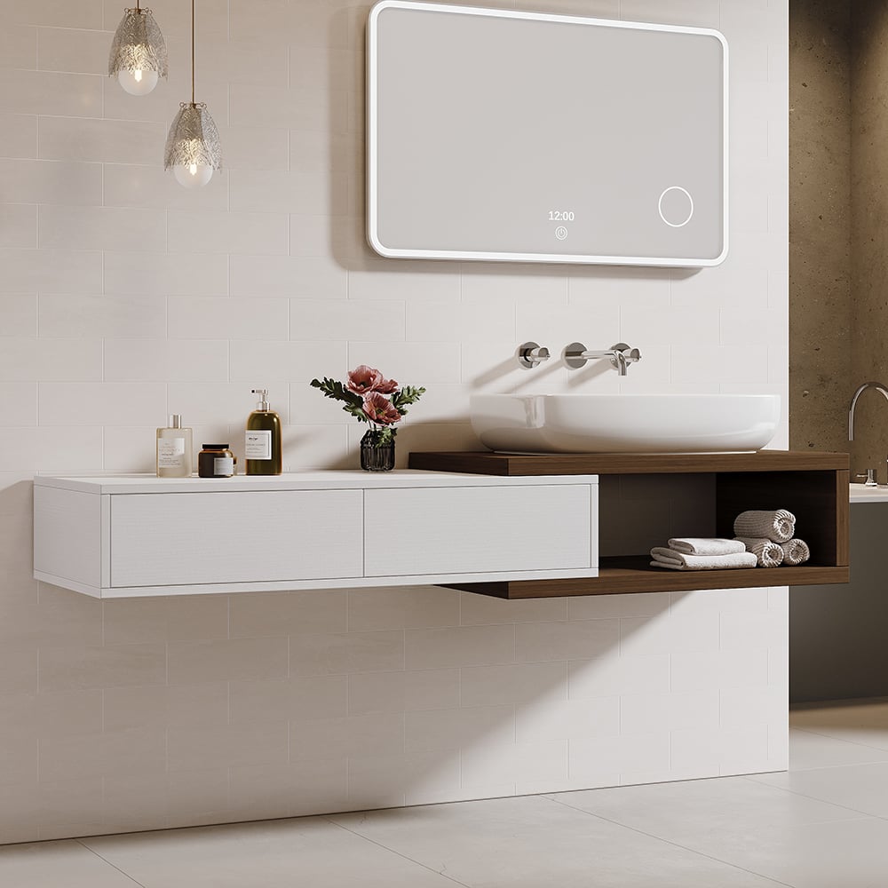 Japandi Extendable Floating Bathroom Vanity Set - Japandi