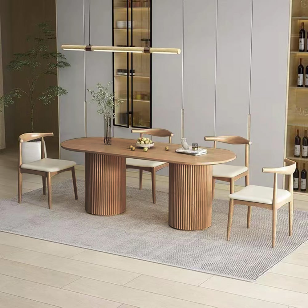 Japandi Oval Wood Table for 6 - Japandi