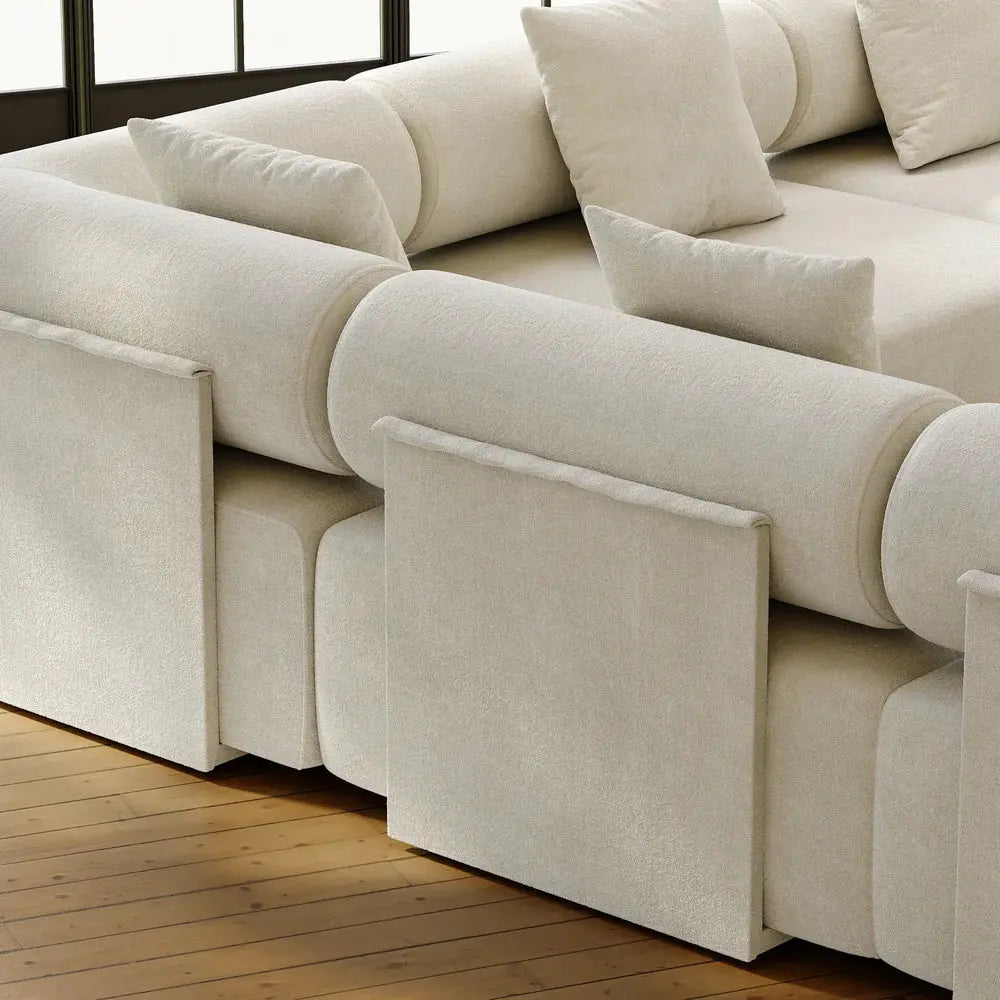 Japandi Velvet L-Shape Sectional Sofa - Japandi