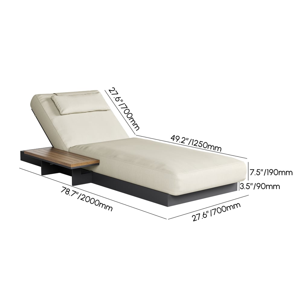 Japandi Outdoor Lounger Daybed With Beige Cushion and Pillow - Japandi