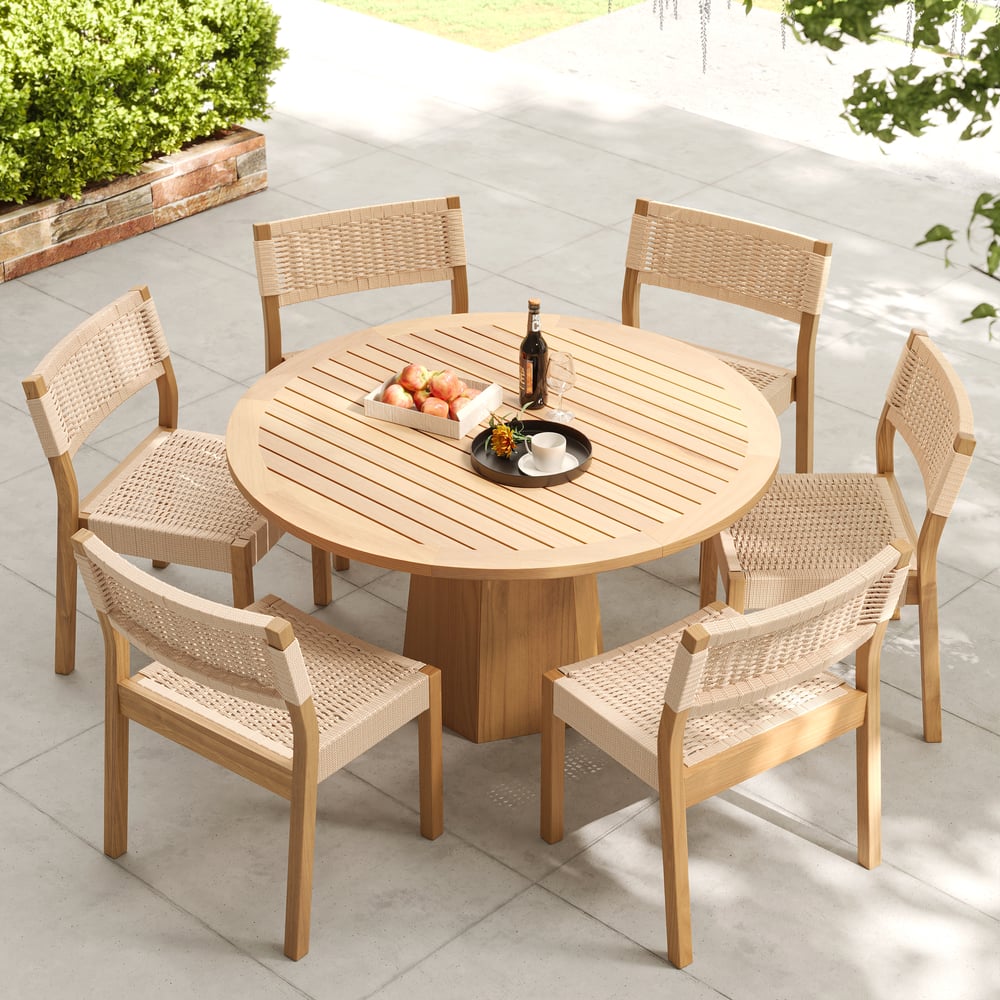 Japandi 2-Piece Acacia Rope Woven Outdoor Dining Chairs - Japandi
