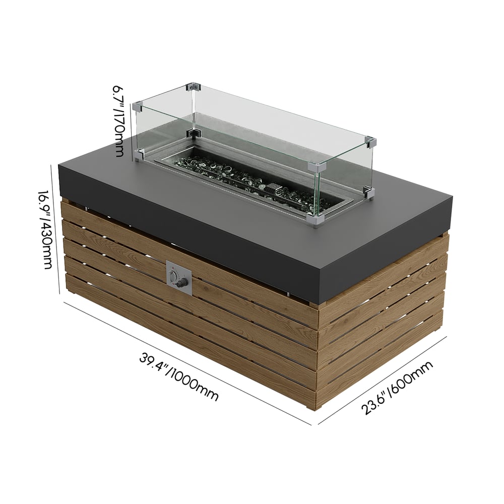 Japandi Fire Pit Table With Modern Outdoor Sectional Sofa - Japandi