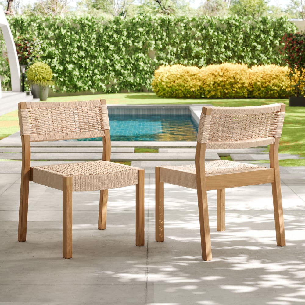 Japandi 5-Piece Teak Dining Set With Rope Woven Chairs - Japandi