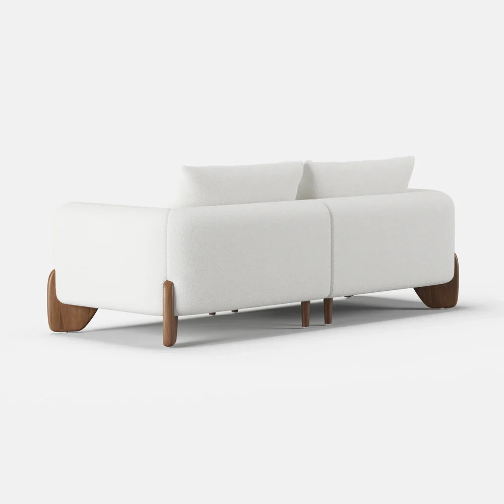 Japandi Wood and Bouclé Sofa - Japandi