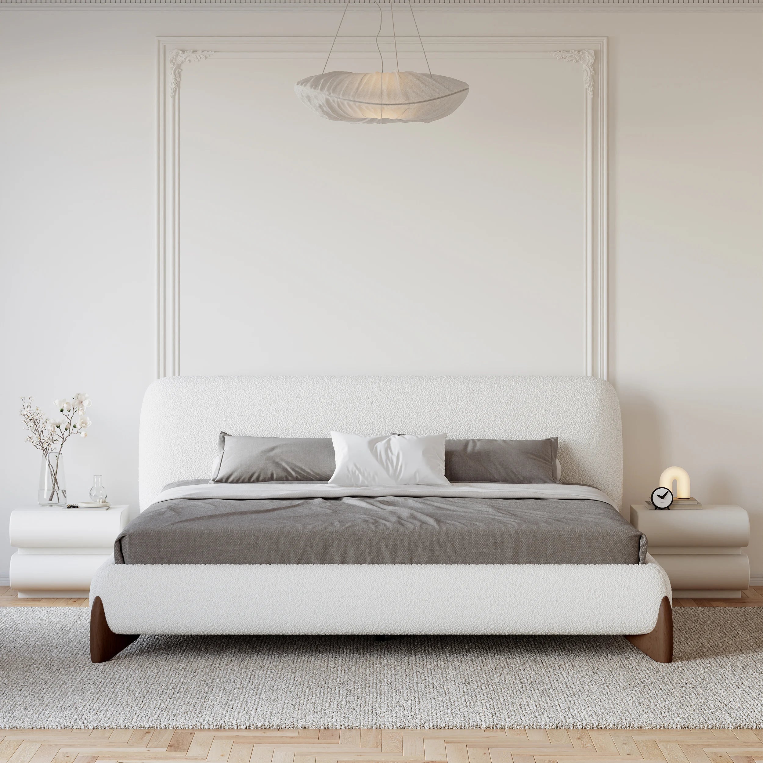 Japandi King-size Boucle Bed - Japandi