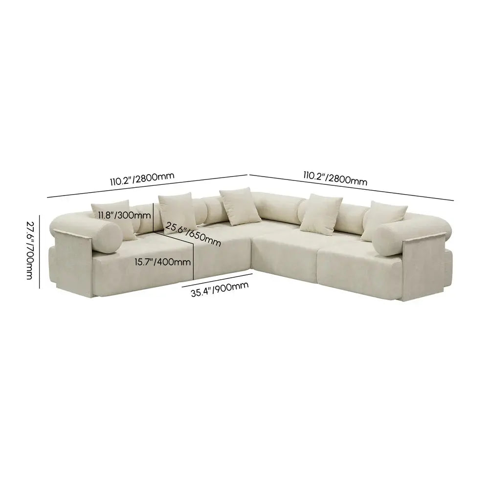 Japandi Velvet L-Shape Sectional Sofa - Japandi