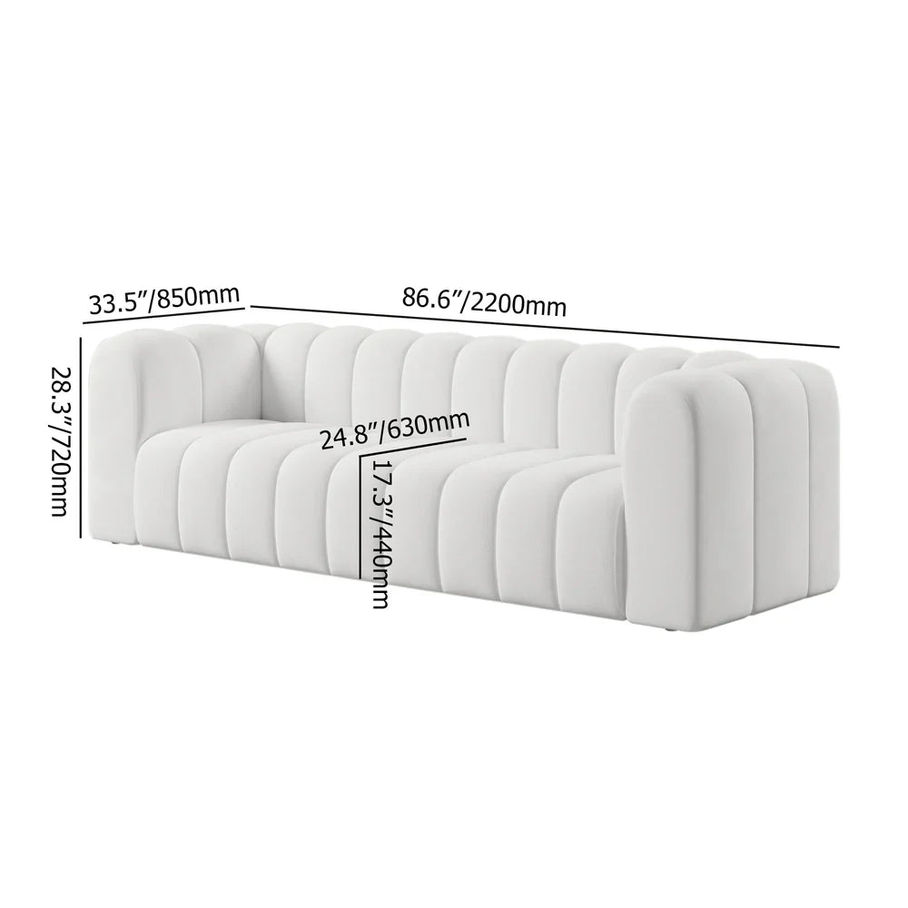 Japandi Modern White Velvet 3-Seater Sofa - Japandi