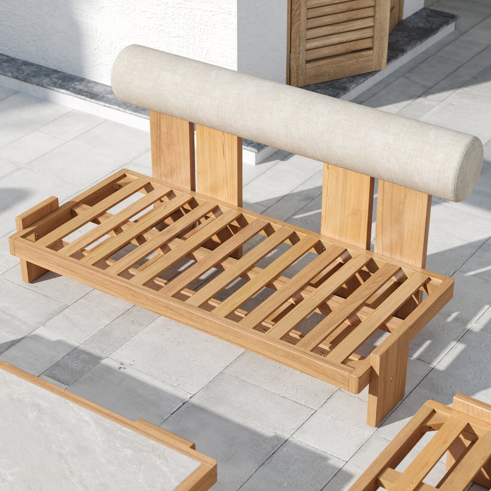 Japandi 4-Piece Outdoor Teak Sofa Set With Coffee Table - Japandi