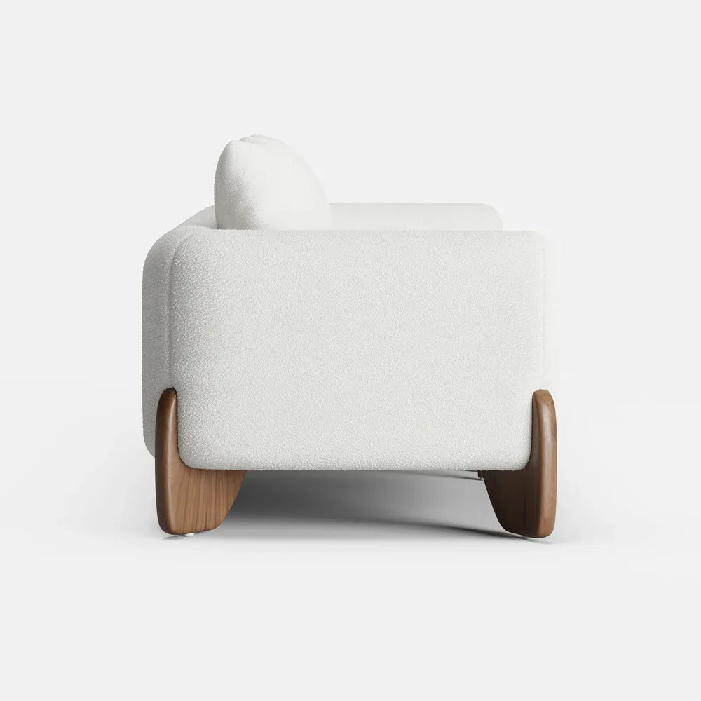 Japandi Wood and Bouclé Sofa - Japandi