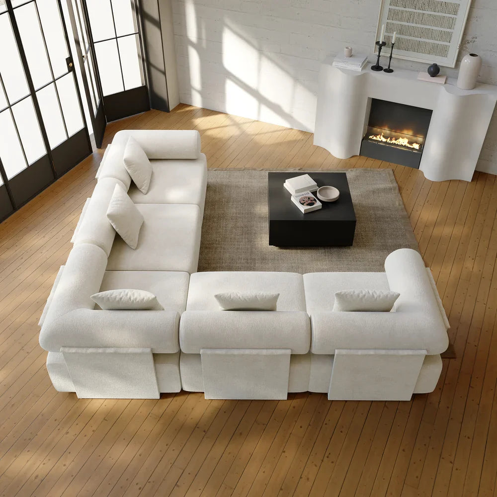 Japandi Velvet L-Shape Sectional Sofa - Japandi