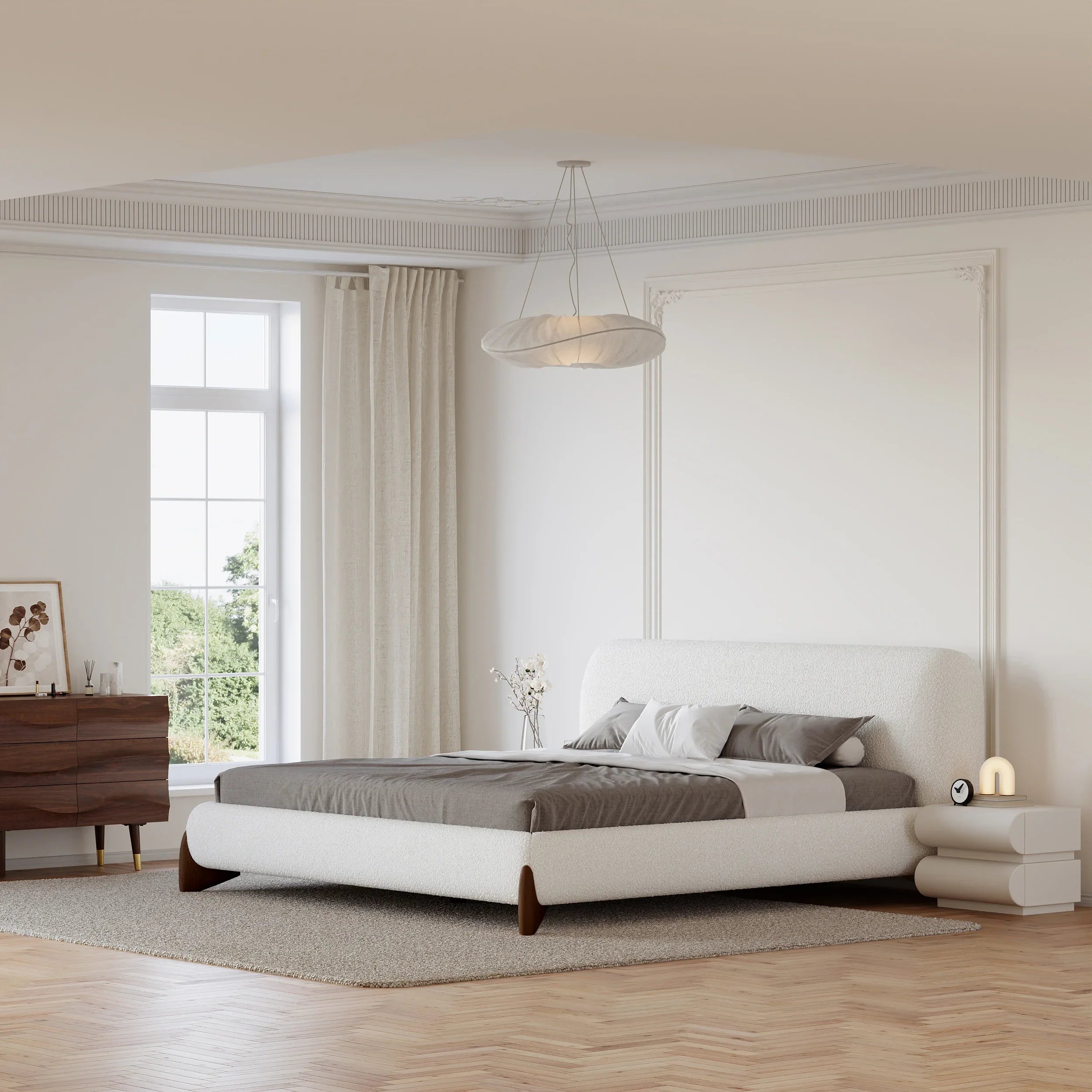 Japandi King-size Boucle Bed - Japandi