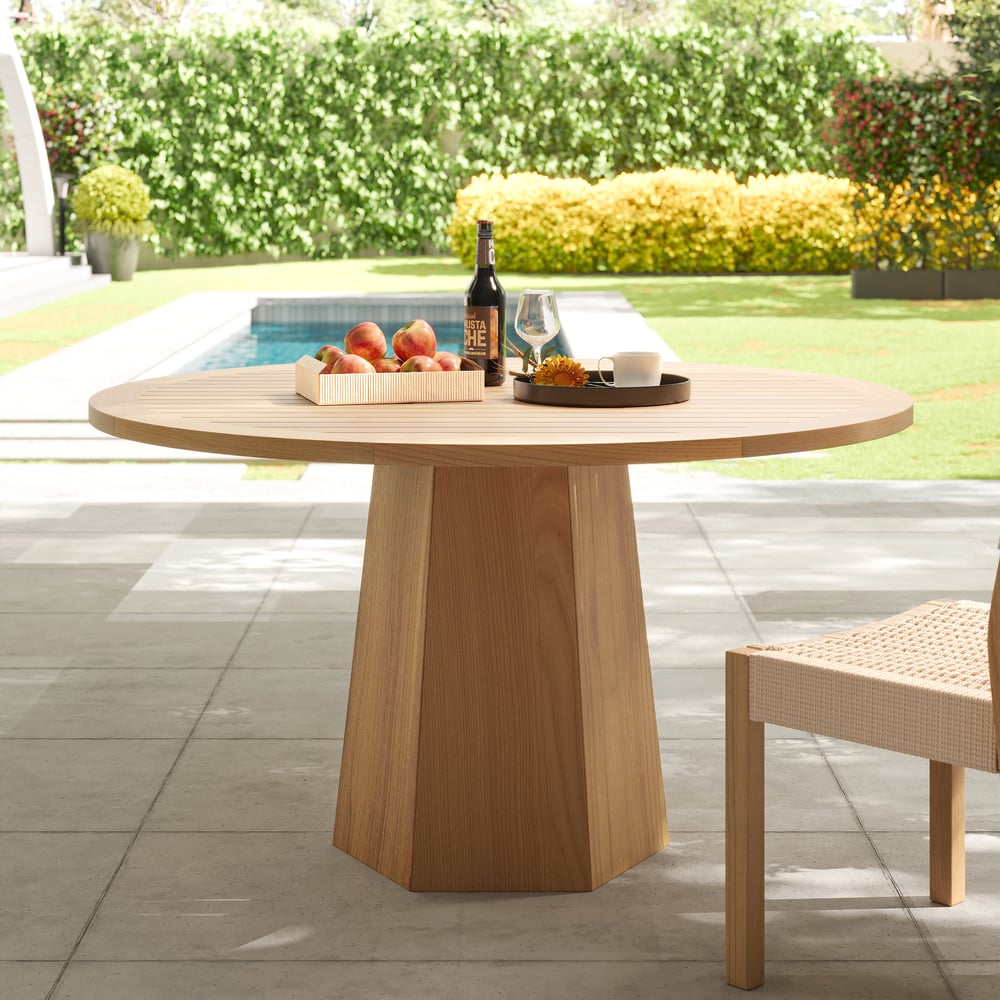 Japandi 5-Piece Teak Dining Set With Rope Woven Chairs - Japandi