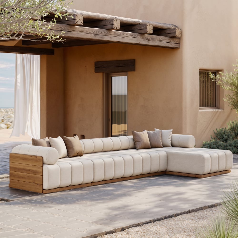 Japandi 4-Piece Modular Teak Outdoor Sofa Set - Japandi